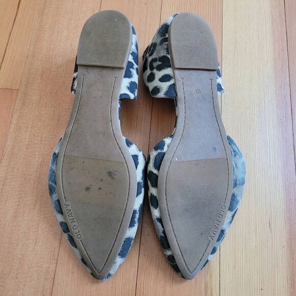 Old Navy pointed toe leopard print d'orsay flats preppy neutral office workwear - Picture 3 of 10